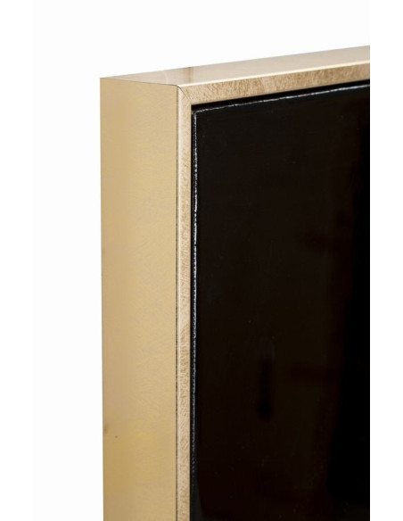 Toile murale peinte Femme chapeau blanc fond noir 62x92 avec cadre doré Marty 