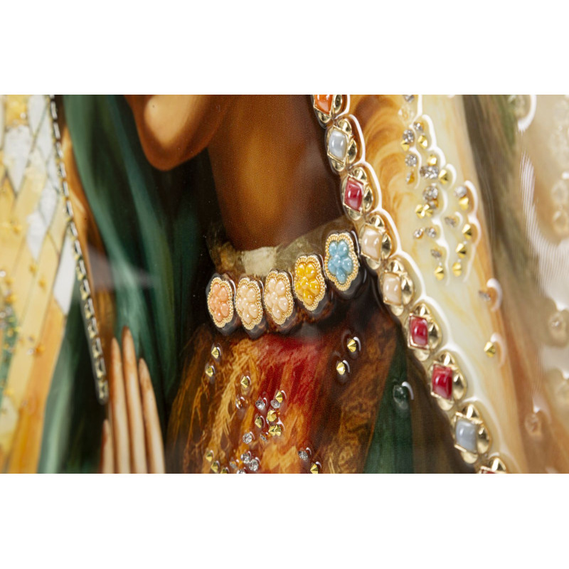 Toile murale peinte religieuse Madone en prière 72x102 avec cadre noir Madonna 