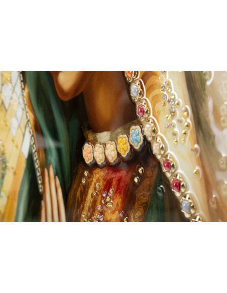 Toile murale peinte religieuse Madone en prière 72x102 avec cadre noir Madonna 