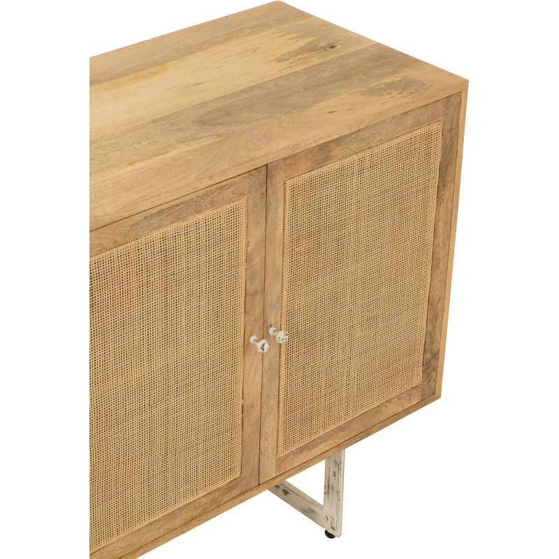 Buffet bas 4 portes Weaving en Bois de manguier Naturel Rotin - 9