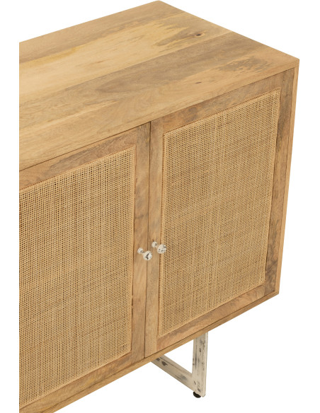 Buffet bas 4 portes Weaving en Bois de manguier Naturel Rotin - 9