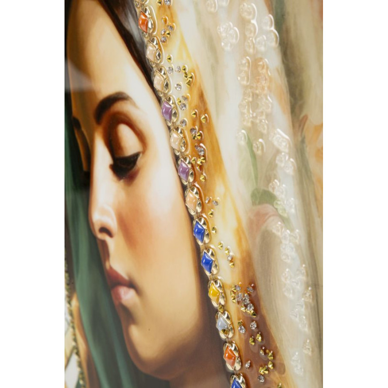 Toile murale peinte religieuse Madone en prière 72x102 avec cadre noir Madonna 