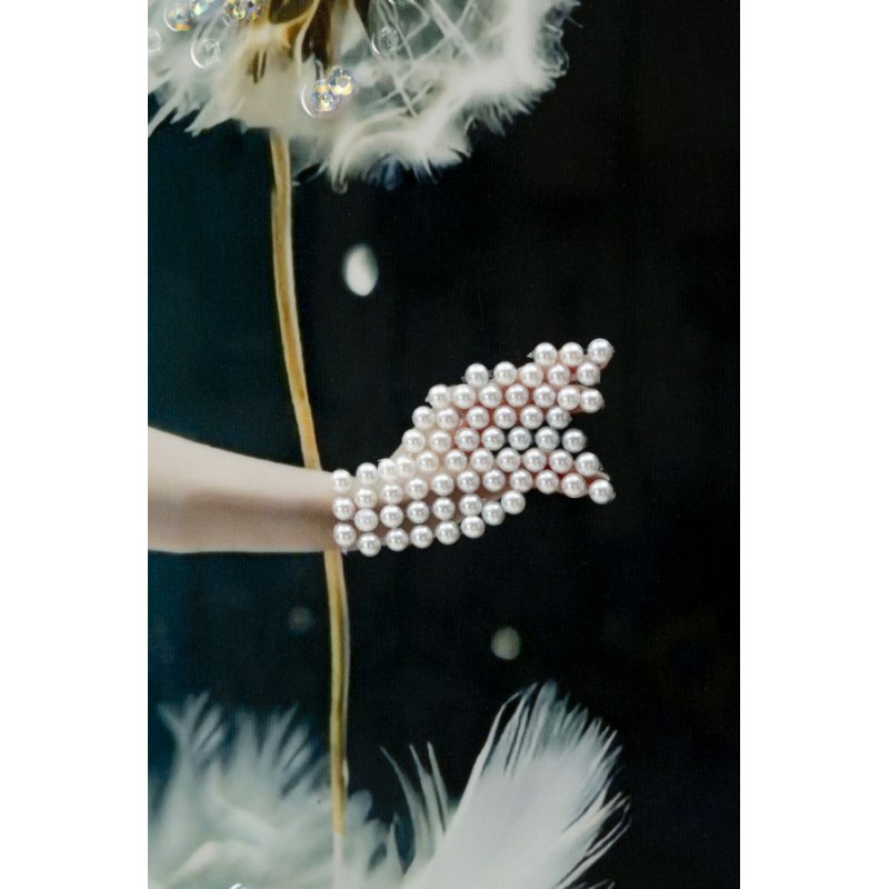 Grande toile murale peinte Danseuse pissenlits bras baissés 72x102 avec cadre argenté Dancing 