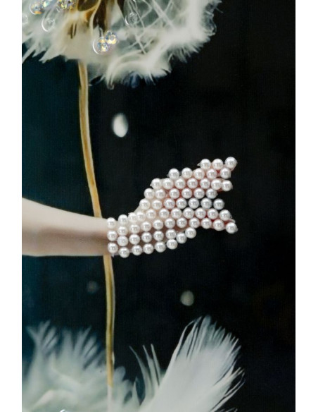 Grande toile murale peinte Danseuse pissenlits bras baissés 72x102 avec cadre argenté Dancing 