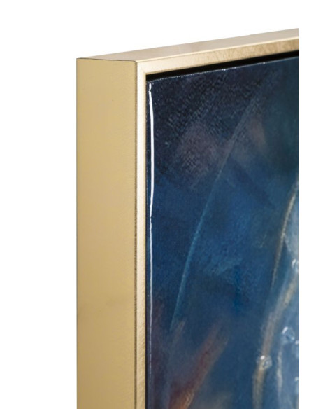 Toile murale peinte religieuse Jésus au Sacré-coeur 72x102 avec cadre doré Jesus 