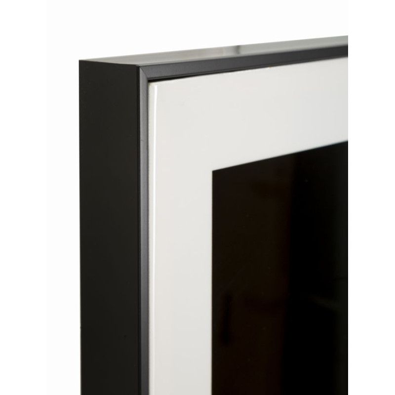 Toile murale peinte Léopard en marche Droite 82x82 avec cadre noir Giaguaro 