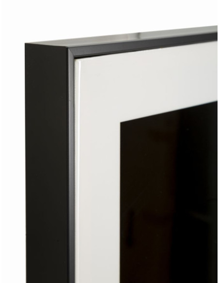 Toile murale peinte Léopard en marche Droite 82x82 avec cadre noir Giaguaro 