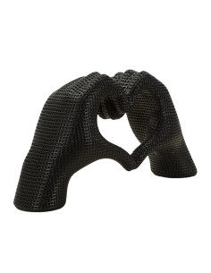 Sculpture déco moderne Mains Coeur 25 cm Résine Noir Brillant Lover 