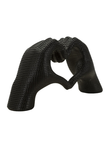 Sculpture déco moderne Mains Coeur 25 cm Résine Noir Brillant Lover 