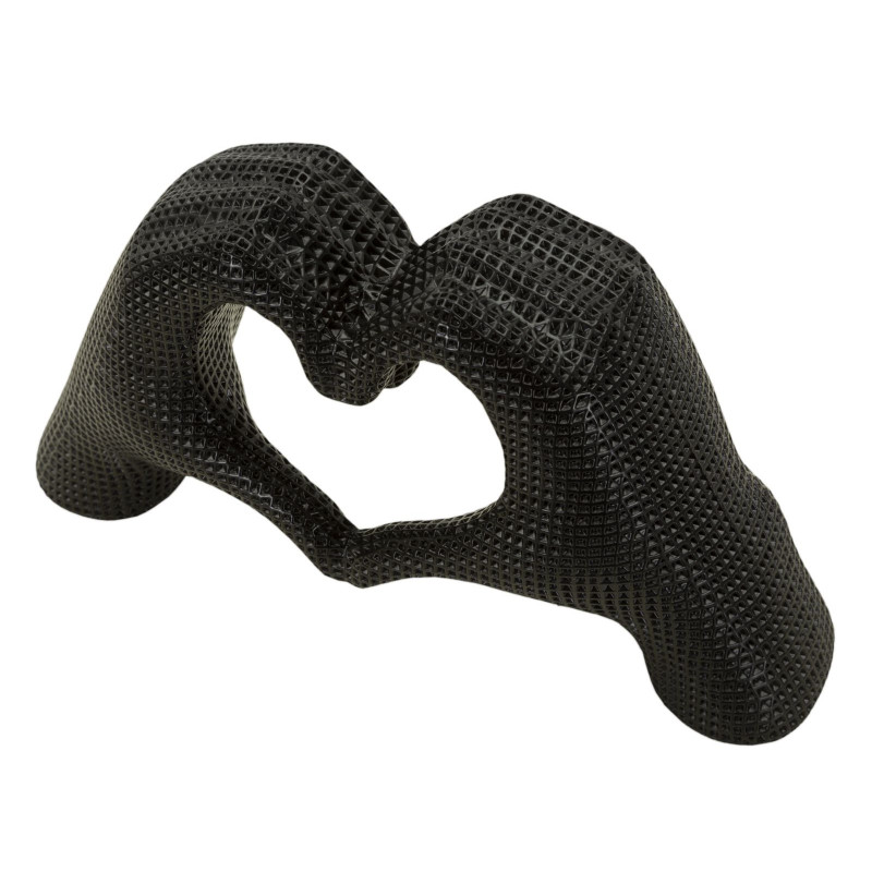 Sculpture déco moderne Mains Coeur 25 cm Résine Noir Brillant Lover 