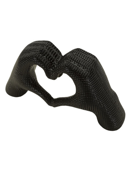 Sculpture déco moderne Mains Coeur 25 cm Résine Noir Brillant Lover 