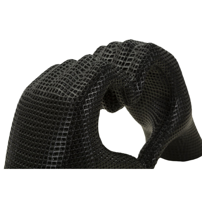 Sculpture déco moderne Mains Coeur 25 cm Résine Noir Brillant Lover 