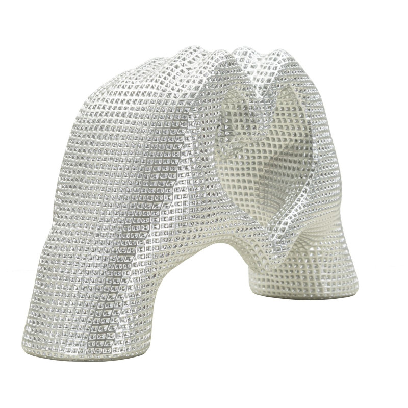 Sculpture déco moderne Mains Coeur 25 cm Résine Argenté Brillant Lover 