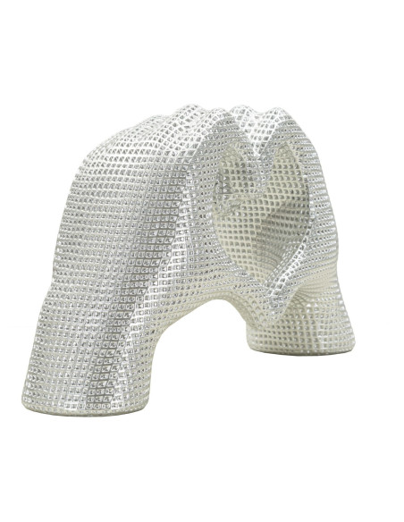 Sculpture déco moderne Mains Coeur 25 cm Résine Argenté Brillant Lover 