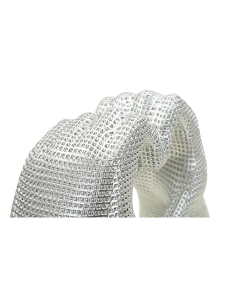 Sculpture déco moderne Mains Coeur 25 cm Résine Argenté Brillant Lover 
