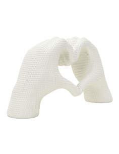 Sculpture déco moderne Mains Coeur 25 cm Résine Blanc Brillant Lover 