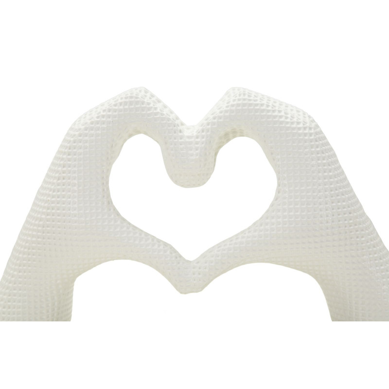 Sculpture déco moderne Mains Coeur 25 cm Résine Blanc Brillant Lover 