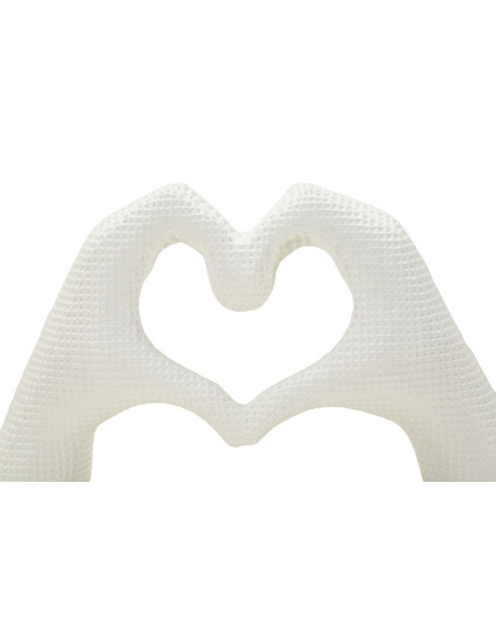 Sculpture déco moderne Mains Coeur 25 cm Résine Blanc Brillant Lover 