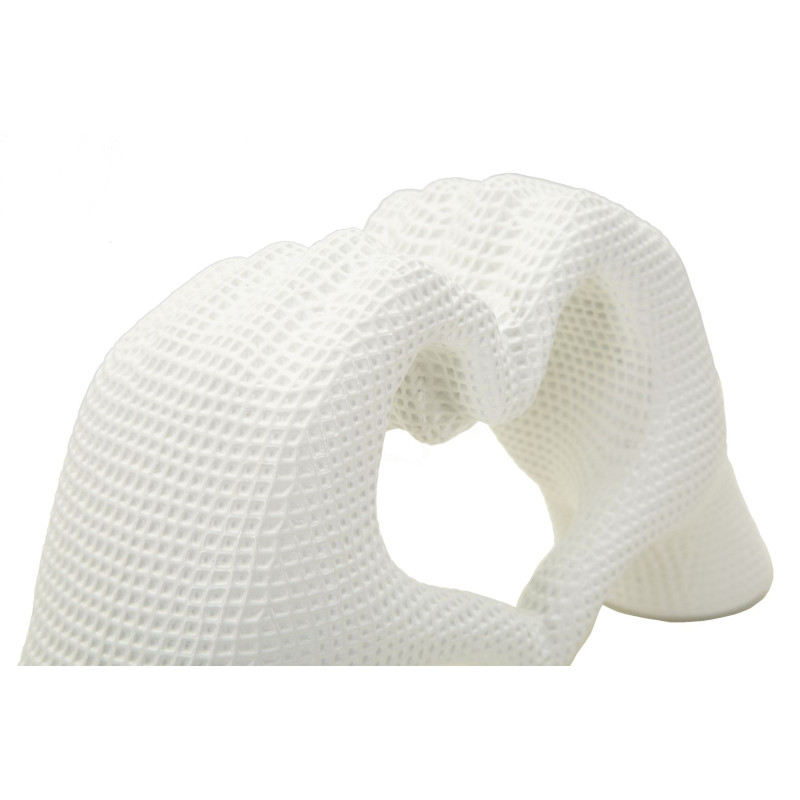 Sculpture déco moderne Mains Coeur 25 cm Résine Blanc Brillant Lover 