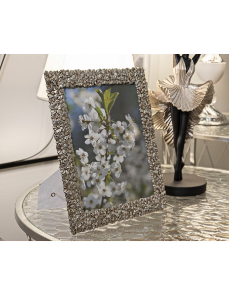 Grand Cadre photo baroque Fleurs & Volutes pour photo 20x25 Résine Argenté Flowy Mauro Ferretti - 5