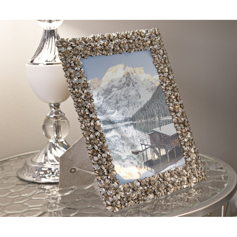 Cadre photo baroque Fleurs pour photo 15x20 Résine Argenté Flowy Mauro Ferretti - 5