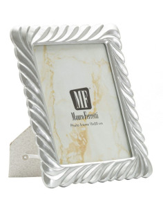 Cadre photo moderne torsades pour photo 15x20 Résine Argenté Carvy 