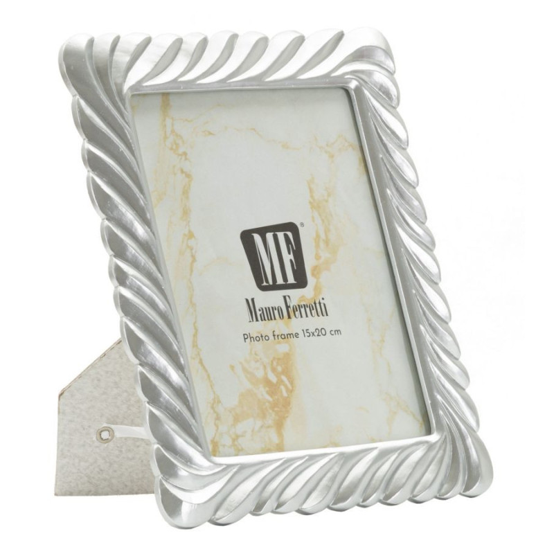 Cadre photo moderne torsades pour photo 15x20 Résine Argenté Carvy 