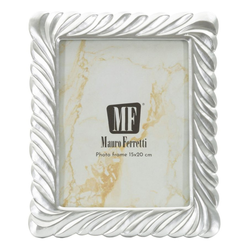 Cadre photo moderne torsades pour photo 15x20 Résine Argenté Carvy 
