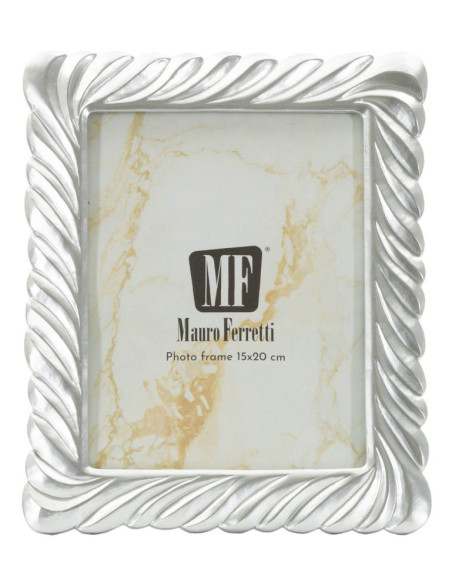Cadre photo moderne torsades pour photo 15x20 Résine Argenté Carvy 