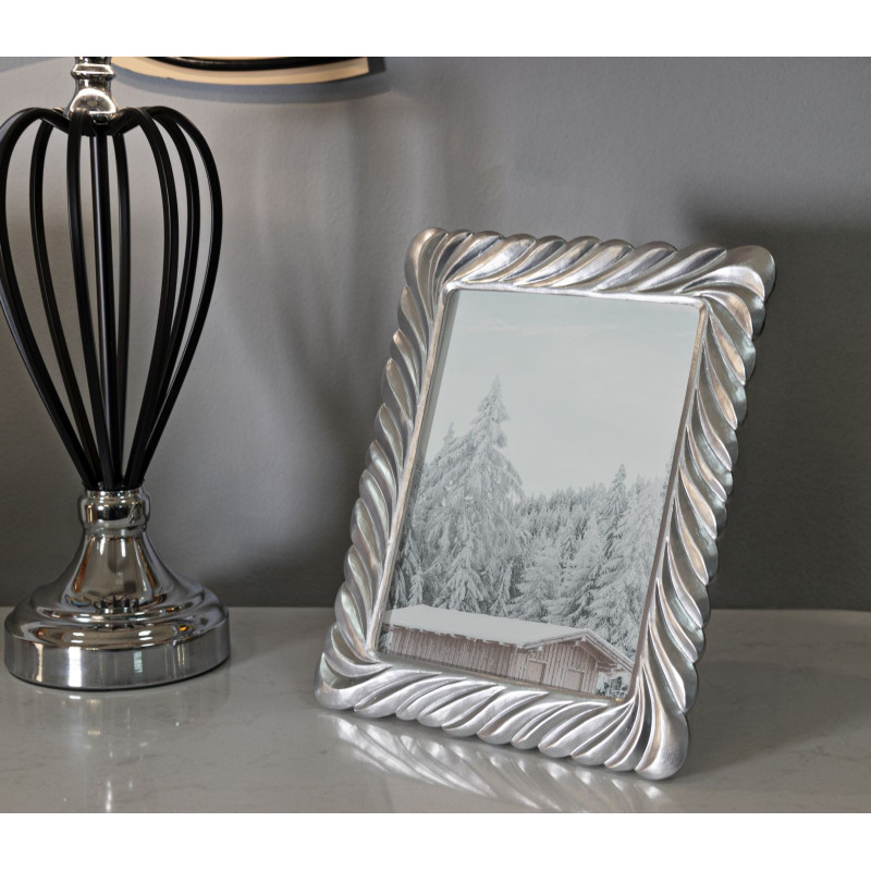 Cadre photo moderne torsades pour photo 15x20 Résine Argenté Carvy 