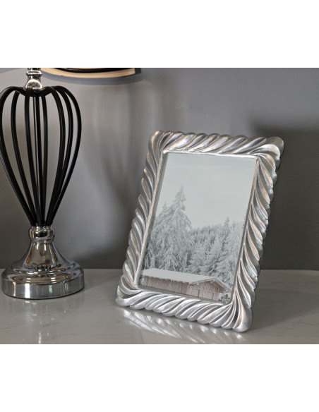 Cadre photo moderne torsades pour photo 15x20 Résine Argenté Carvy 