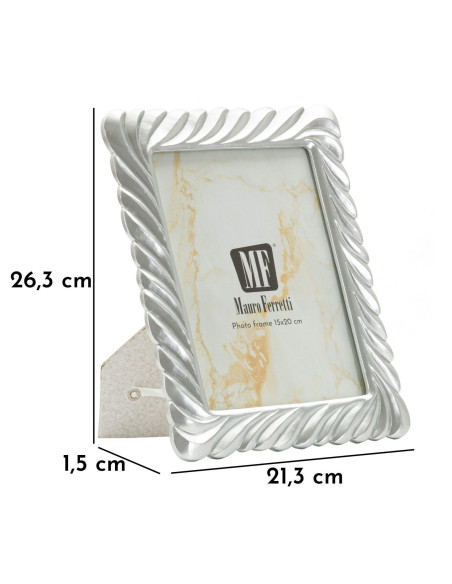 Cadre photo moderne torsades pour photo 15x20 Résine Argenté Carvy 
