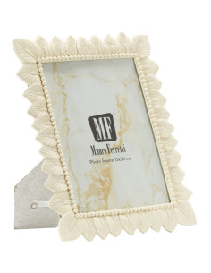 Cadre photo nature chic Feuilles pour photo 15x20 Résine Blanc crème Leaffy 