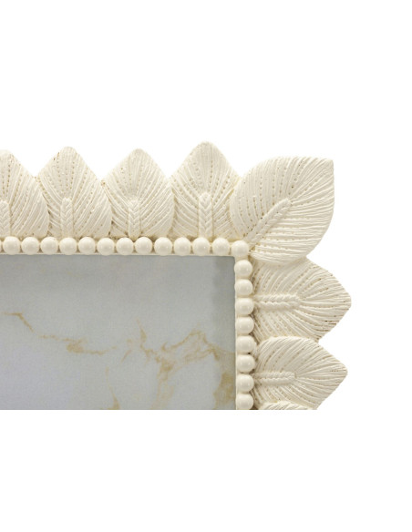 Cadre photo nature chic Feuilles pour photo 15x20 Résine Blanc crème Leaffy 