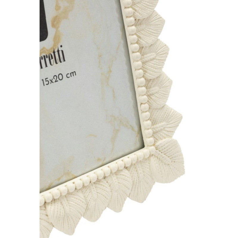 Cadre photo nature chic Feuilles pour photo 15x20 Résine Blanc crème Leaffy 