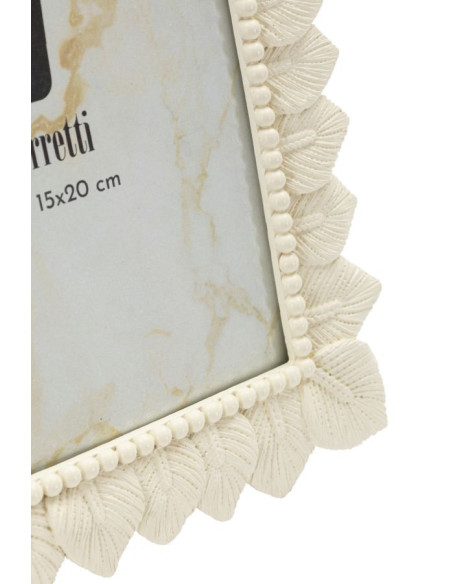 Cadre photo nature chic Feuilles pour photo 15x20 Résine Blanc crème Leaffy 