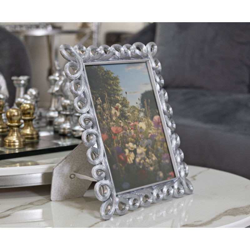 Cadre photo moderne boucles pour photo 15x20 Résine Argenté Hollow 