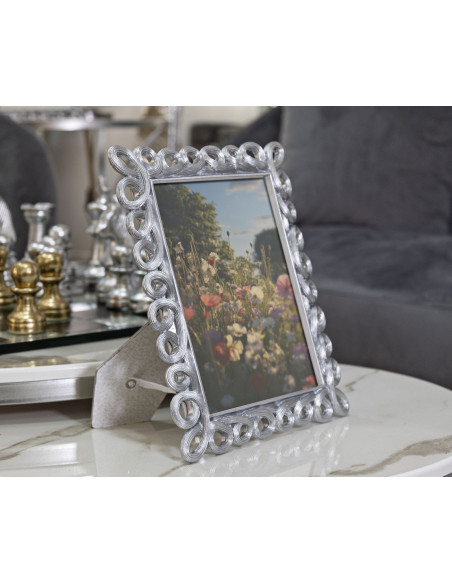 Cadre photo moderne boucles pour photo 15x20 Résine Argenté Hollow 