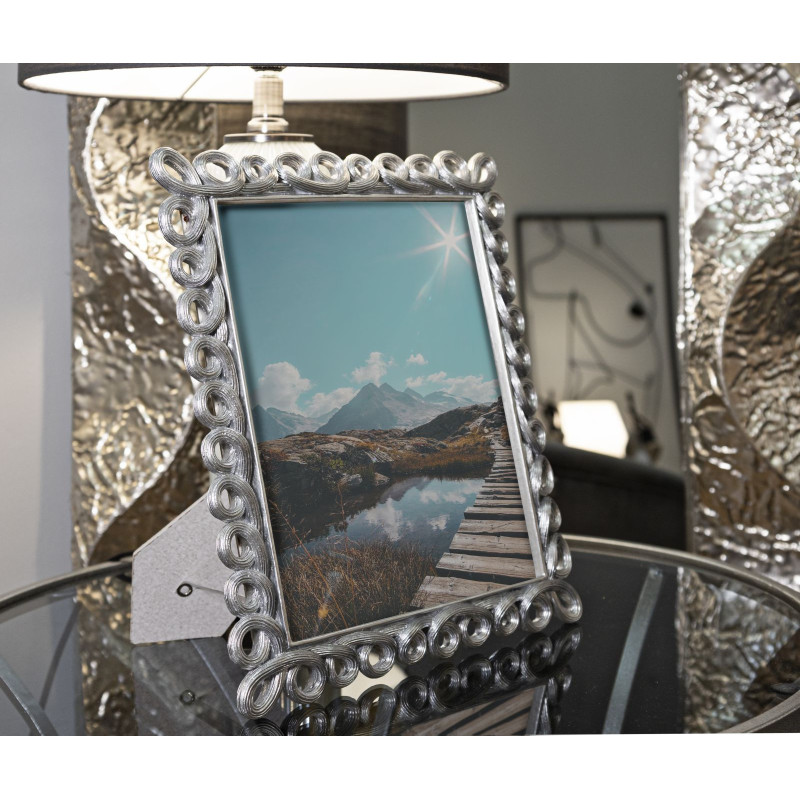 Grand Cadre photo moderne boucles pour photo 20x25 Résine Argenté Hollow 