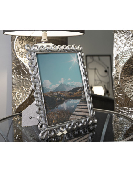 Grand Cadre photo moderne boucles pour photo 20x25 Résine Argenté Hollow 