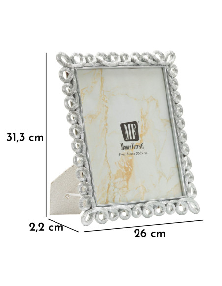 Grand Cadre photo moderne boucles pour photo 20x25 Résine Argenté Hollow 