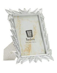 Cadre photo style tropical Feuilles pour photo 15x20 Résine Argenté Leavy 