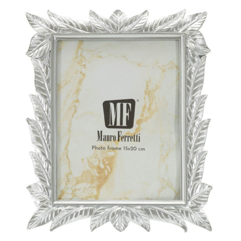 Cadre photo style tropical Feuilles pour photo 15x20 Résine Argenté Leavy 