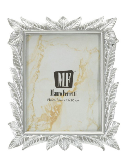 Cadre photo style tropical Feuilles pour photo 15x20 Résine Argenté Leavy 