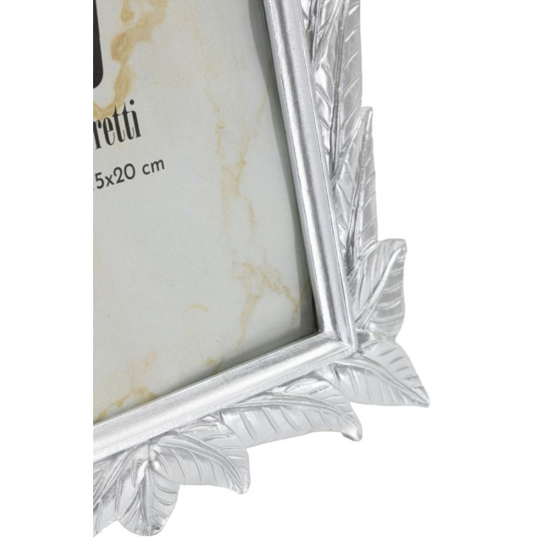 Cadre photo style tropical Feuilles pour photo 15x20 Résine Argenté Leavy 