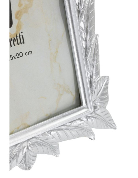Cadre photo style tropical Feuilles pour photo 15x20 Résine Argenté Leavy 