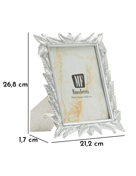 Cadre photo style tropical Feuilles pour photo 15x20 Résine Argenté Leavy 