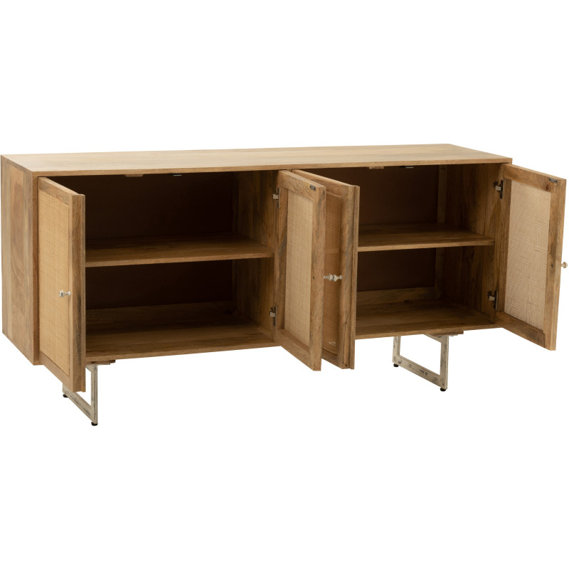 Buffet bas 4 portes Weaving en Bois de manguier Naturel Rotin - 10