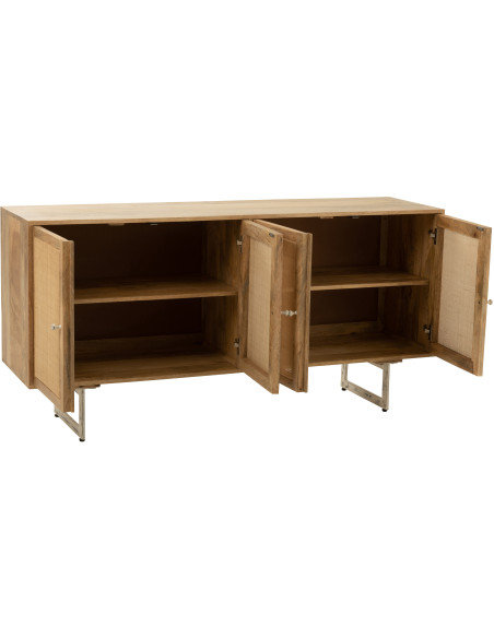 Buffet bas 4 portes Weaving en Bois de manguier Naturel Rotin - 10
