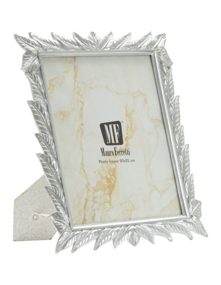 Grand Cadre photo style tropical Feuilles pour photo 20x25 Résine Argenté Leavy 